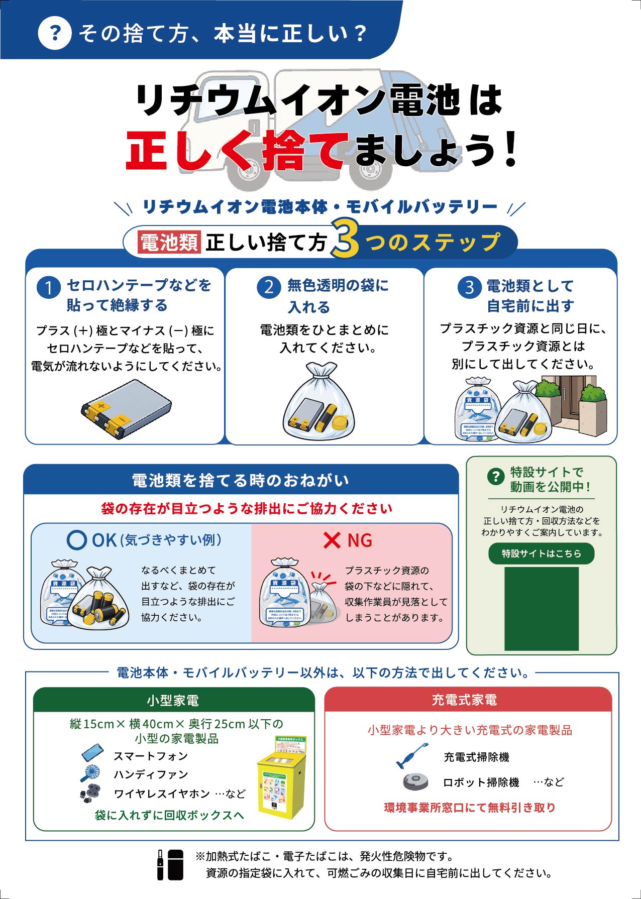 リチウムイオン電池の正しい捨て方 チラシ