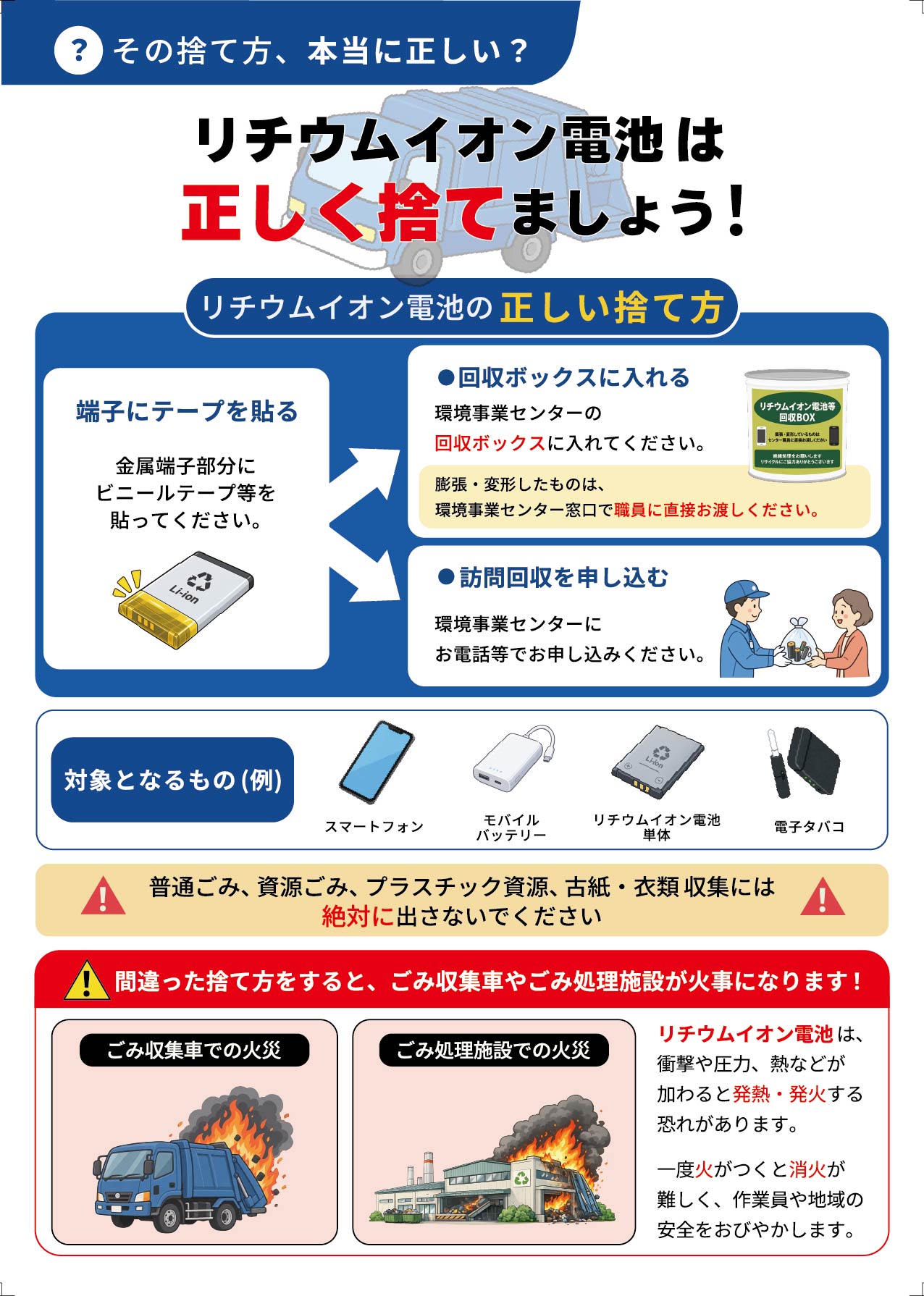 リチウムイオン電池の正しい捨て方 チラシ